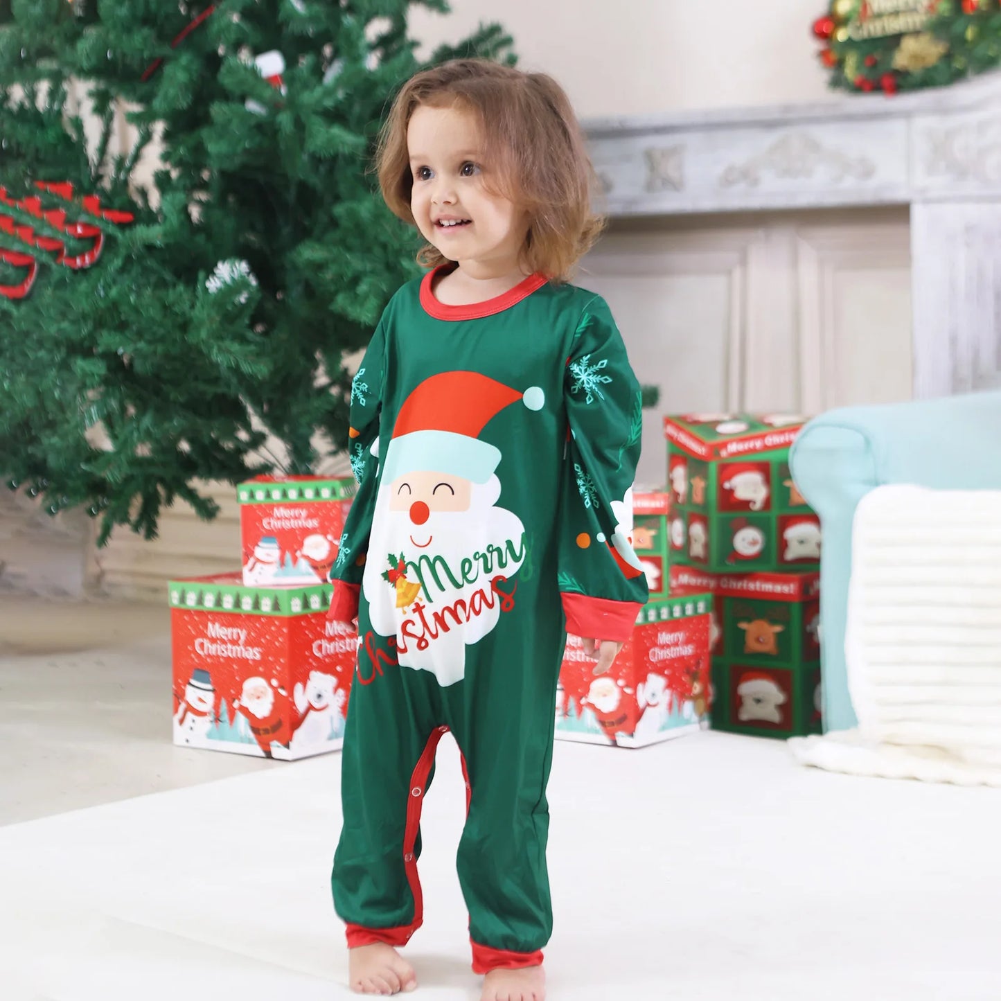 New Year's Clothes 2025 Family Look Pjs Cute Cartoon Parent-child Matching Pajamas Set Baby Dog Romper Pjs Full Sleeve Sleepwear