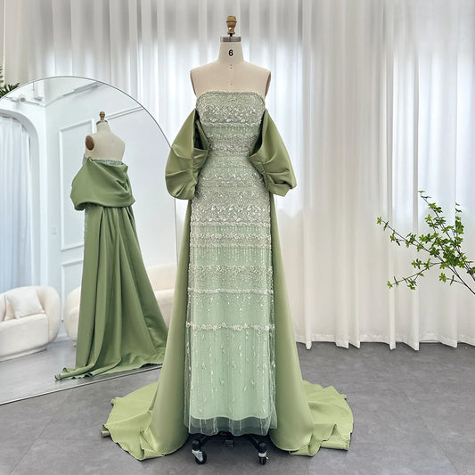 Customized Evening Dresses Luxury Dubai Sage Green Sexy Prom Dress Elegant Exquisite High Quality Wedding Party Gowns for Women