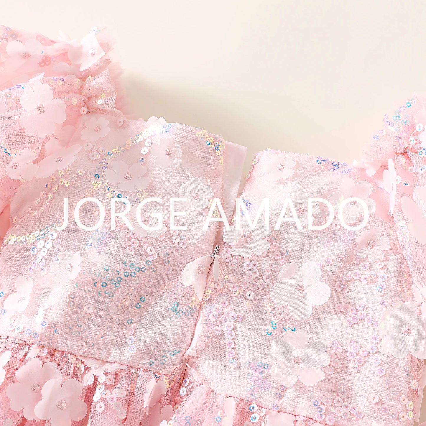 New Summer Teenager Girl's Dress Short Puff Sleeves Square Collar Appliques Large Bow Sequin Mesh Princess Lovely Clothing H7004