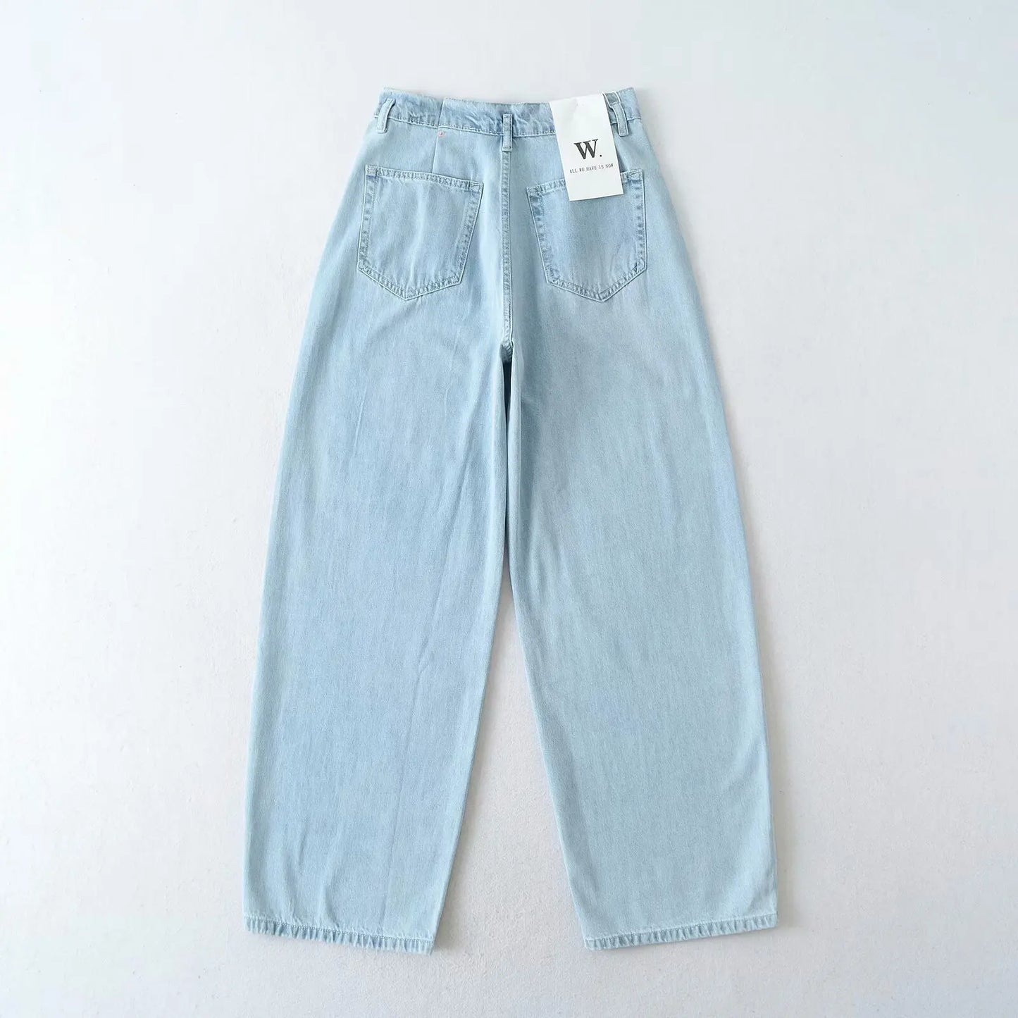 Women 2025 Fashion Straight Jeans Vintage Solid Casual High Waist Wide Leg Denim Pants High Street Lady Trousers Jeans