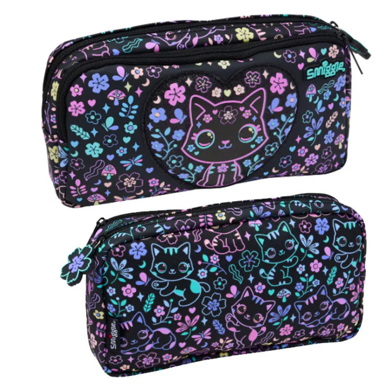 New Children'S Hot-Selling Schoolbag Female Cute High-Quality Black Cat Flower Pencil Case Lunch Bag Trolley Bag Back To School