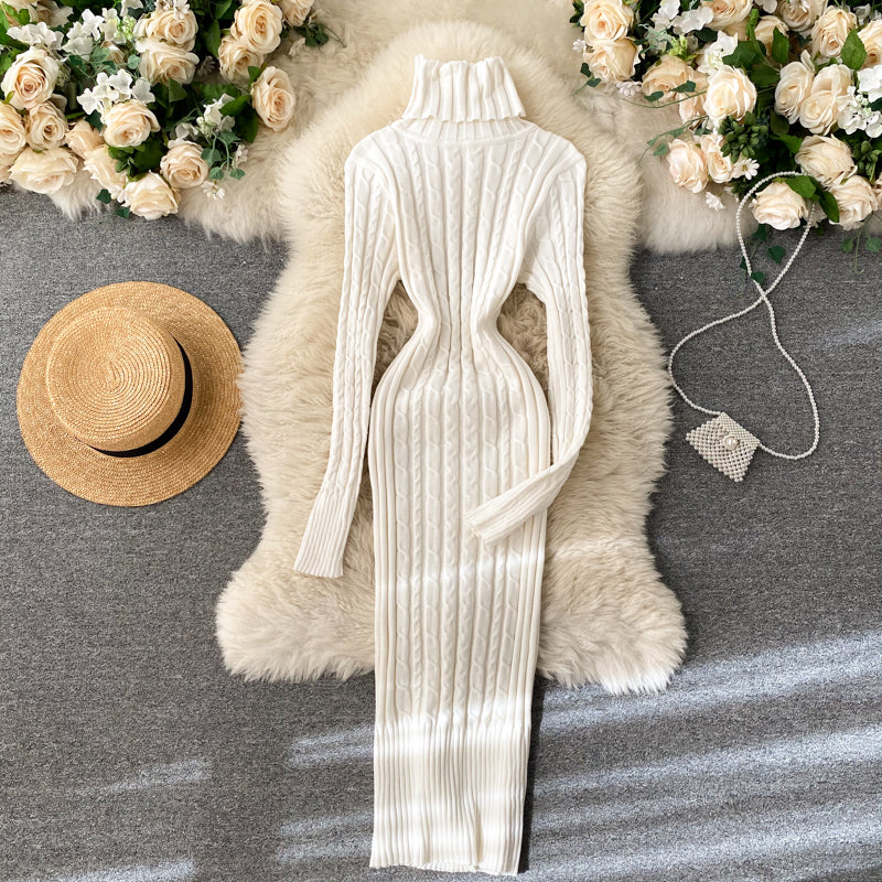 Seoulish Autumn Winter Twist Women's Wrap Knitted Dresses Long Sleeve Sheath Knitwear Office Bodycon Dress Female 2025 New