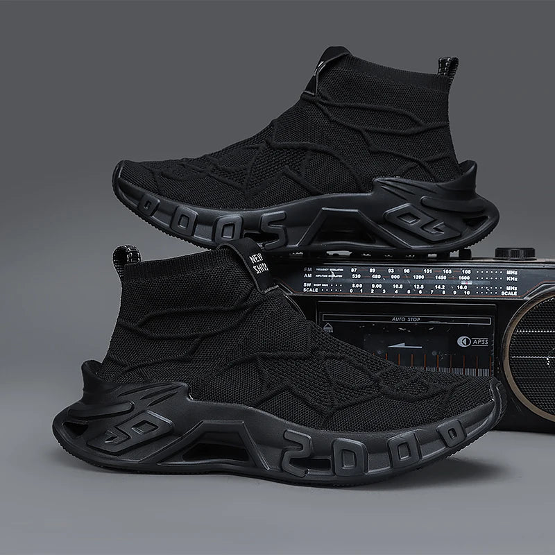 Men's Outdoor Sports Shoes - High-Top Sports Shoes Are Novel and Fashionable, Non-Slip and Durable, Suitable for All Seasons, Versatile Sports Shoes