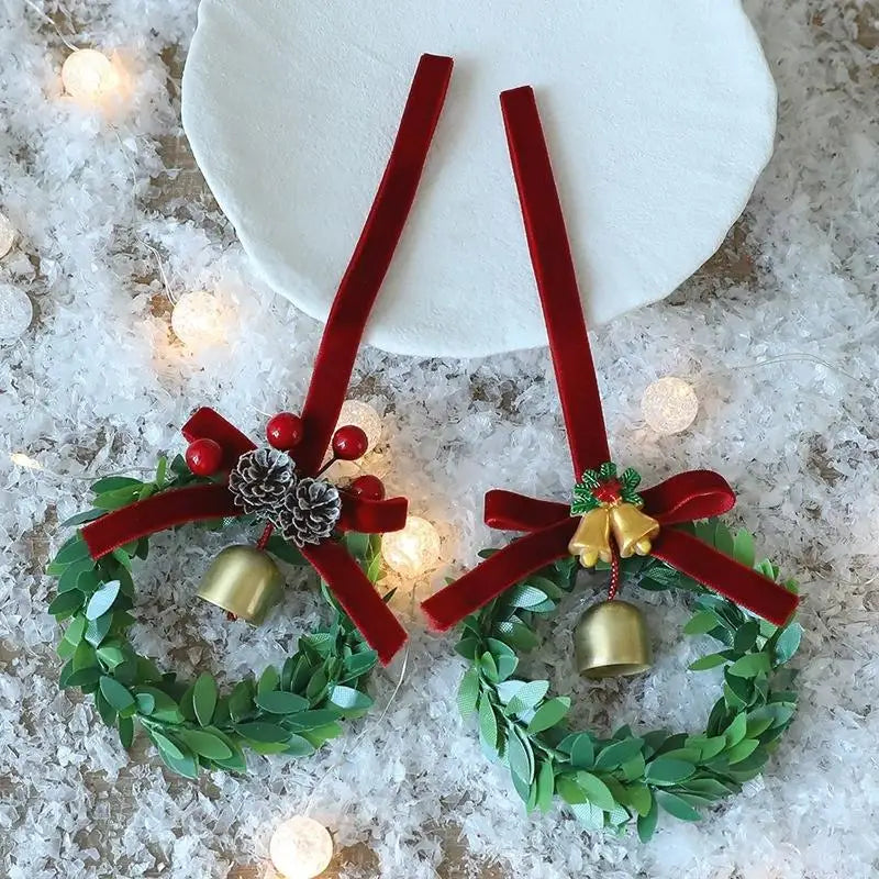 Dollhouse Miniature Merry Chrismas Mini Xmas Wreaths Chrismas Tree Decor Garland Wreath Mini Craft Wreaths Winter Snow Ornaments