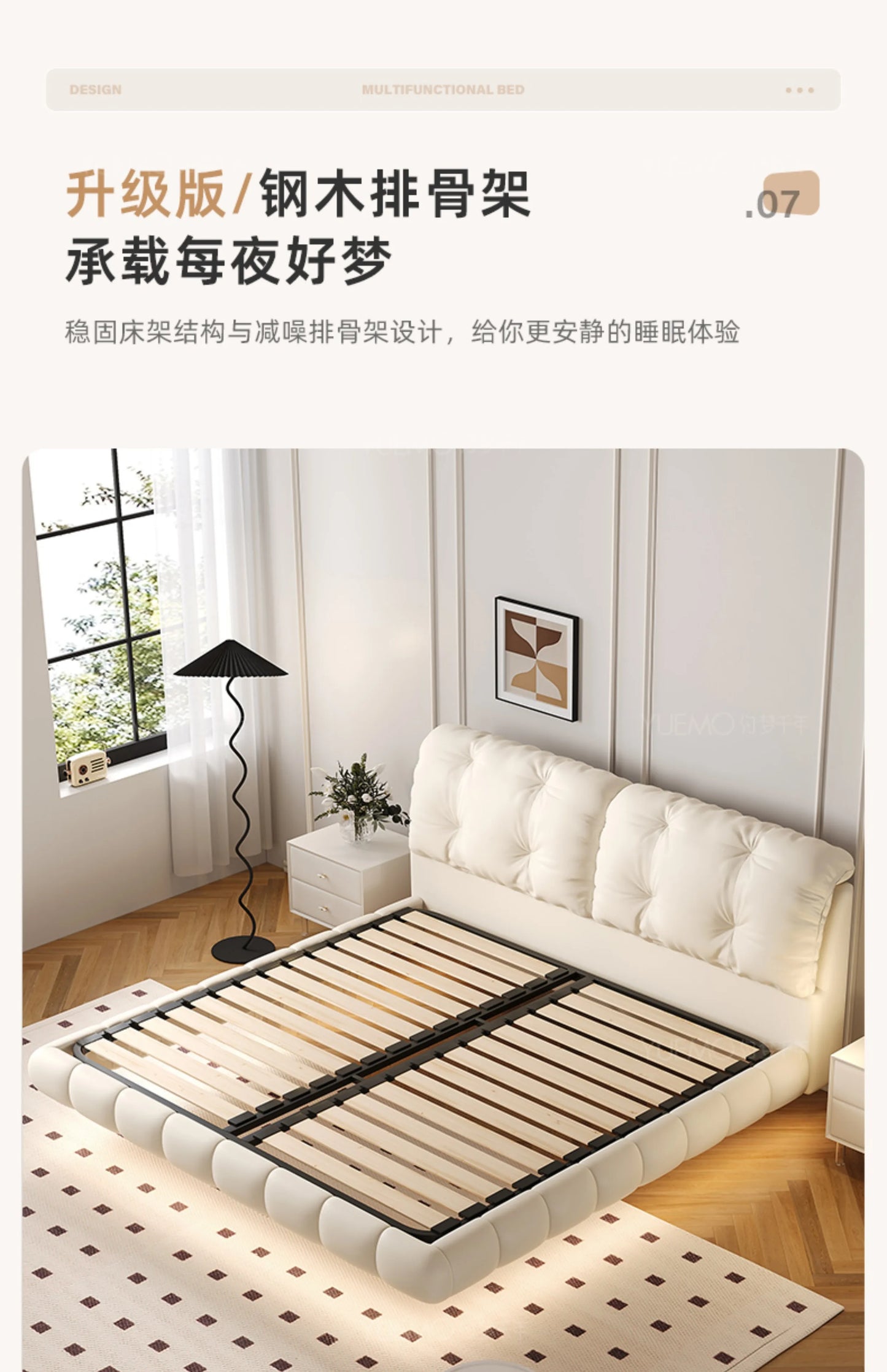 Pretty Elegant Double Bed Frame Mattress White Comferter Bed Queen Size Cama Matrimonial Bedroom Furniture