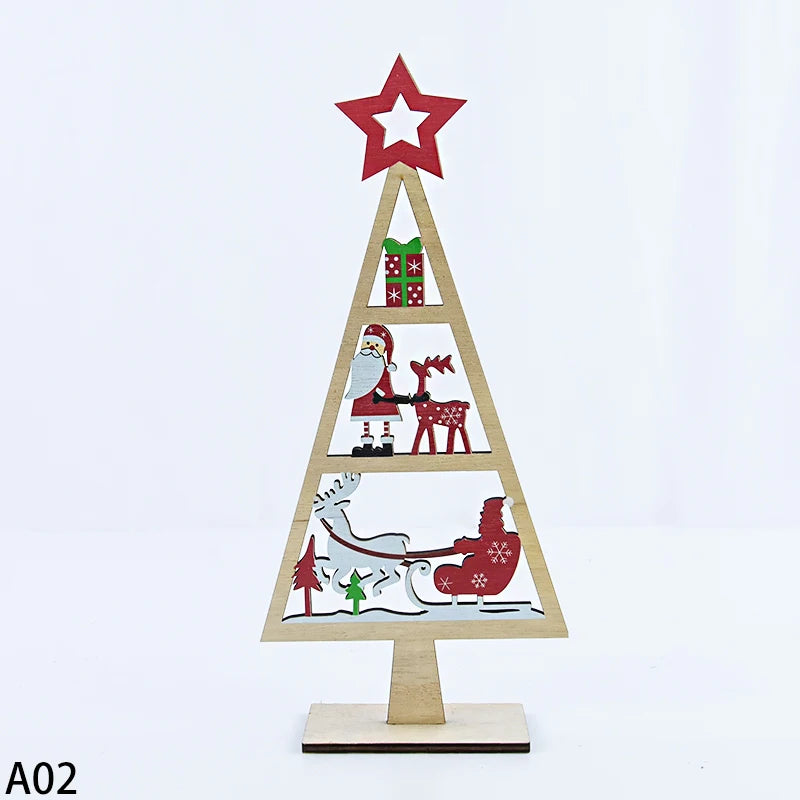 Christmas Tree Wood Signs Santa Claus Xmas Tree Hanging Ornament Merry Christmas Decorations For Home Navidad 2025 New Year Gift
