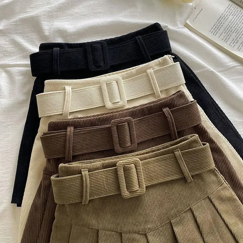 Corduroy High-Waisted Slimming Preppy Style Skirt For Women Spring Autumn/Winter New Arrival A- Line Mini Dress