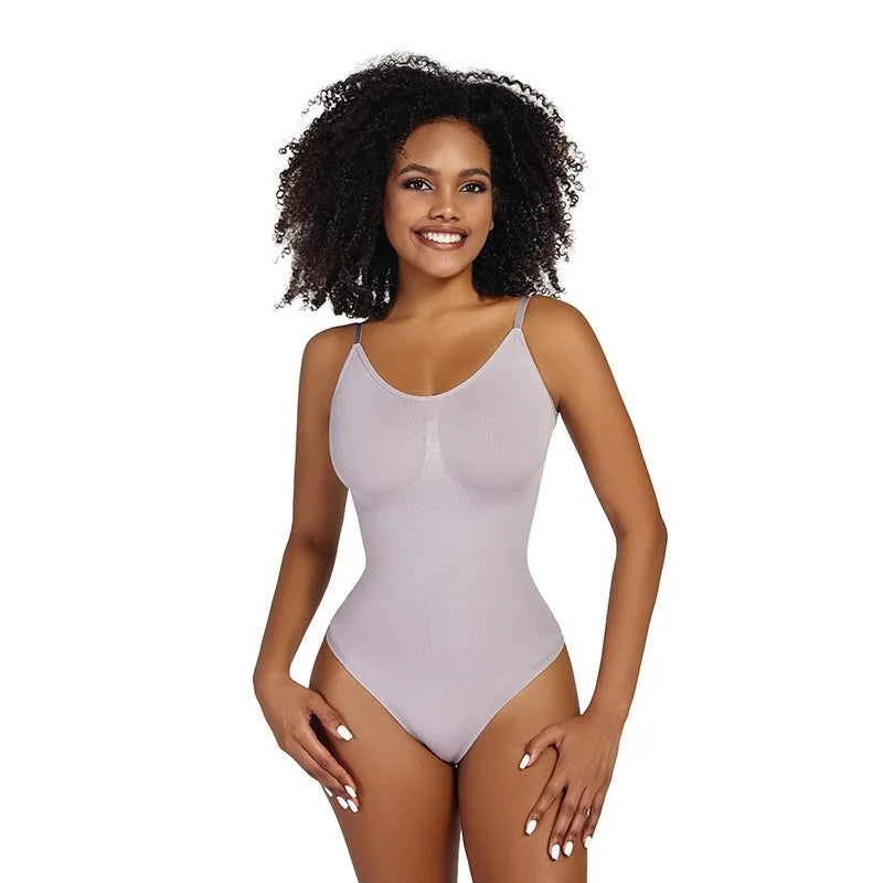 GUUDIA Spandex Bodysuit Thong String Shapewear Compression Body Shapers Cupless Wirefre Open Crotch Tummy Control Jumpsuit