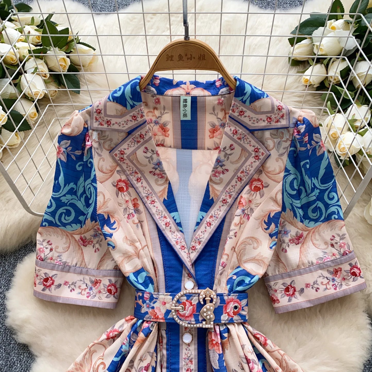 Women Dress Long Dresses A Line Vestidos Turn Down Collar Puff Sleeve Elegant Splice Y2k Streetwear Work Tight Waist 2025