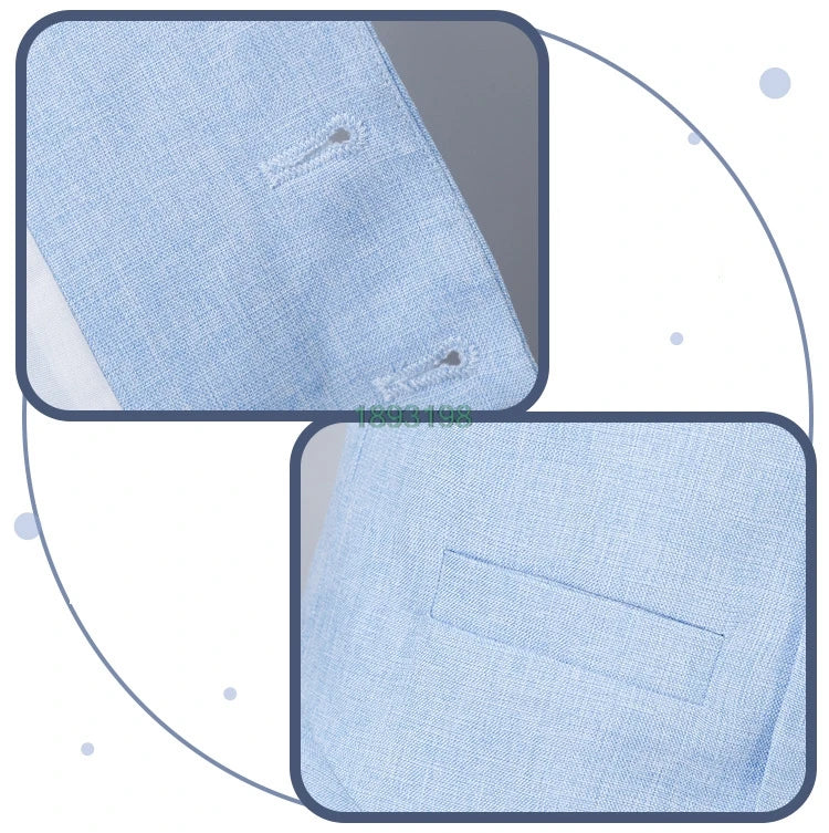 Children's Summer Blue Vest Dress Suit Boy Birthday Party Performance Photography Costume Kids Waistcoat Shorts Bowtie Outfit