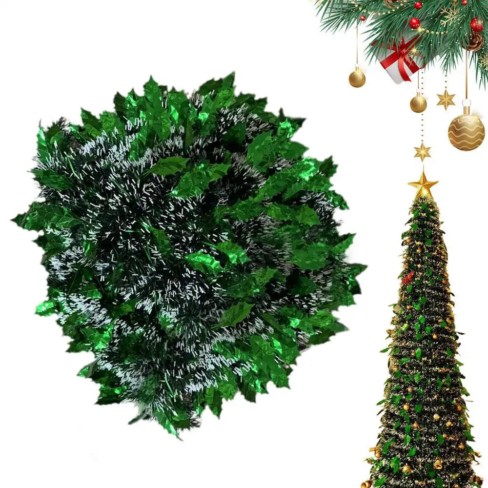 Christmas Tree 5 Ft Festival Ornament Faux Foldable Christmas Tree Christmas Decoration for Winter Holiday Season Decor Indoor