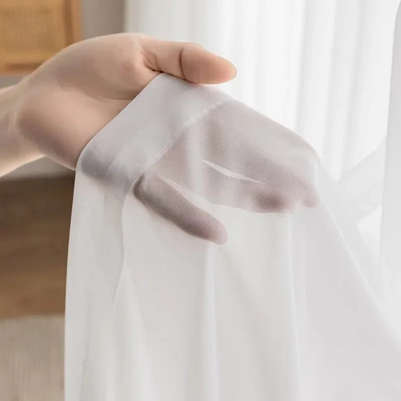 European Curtains Light Luxury Curtains for Living Room  Modern Simple Blackout Bedroom White Tulle Thicken Jacquard Window