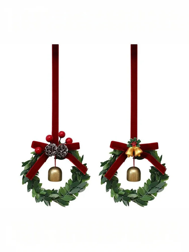 Dollhouse Miniature Merry Chrismas Mini Xmas Wreaths Chrismas Tree Decor Garland Wreath Mini Craft Wreaths Winter Snow Ornaments