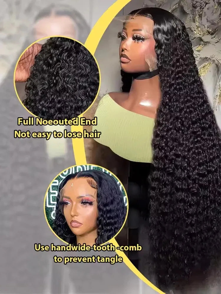 Luvkiss 180 Density Transparent HD Human Hair Wig 30 32 40 Inch Deep Wave 13x4 Curly Lace Front 13x6 Water Wave Lace Frontal Wig