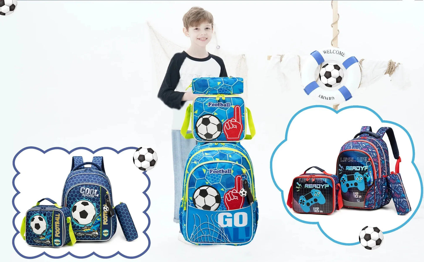 Children's School Bag for Boys Waterproof Backpack Set with Thermal Bag School Boy Backpack Elementary Student Shoulder Bag