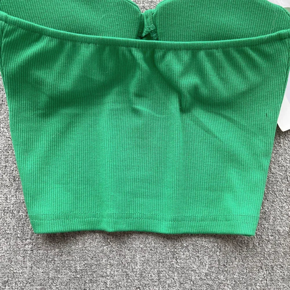 Strapless Western Style Skinny Tanks Camis for Women Summer Casual Solid Colours Female Corset Crop Tube Tops with Built In Bras