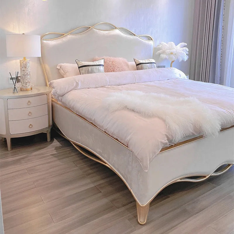 Clearance Adjustable Double Bed Aesthetic American White Modern Double Bed Luxury Queen Size Camas De Dormitorio Furniture Home