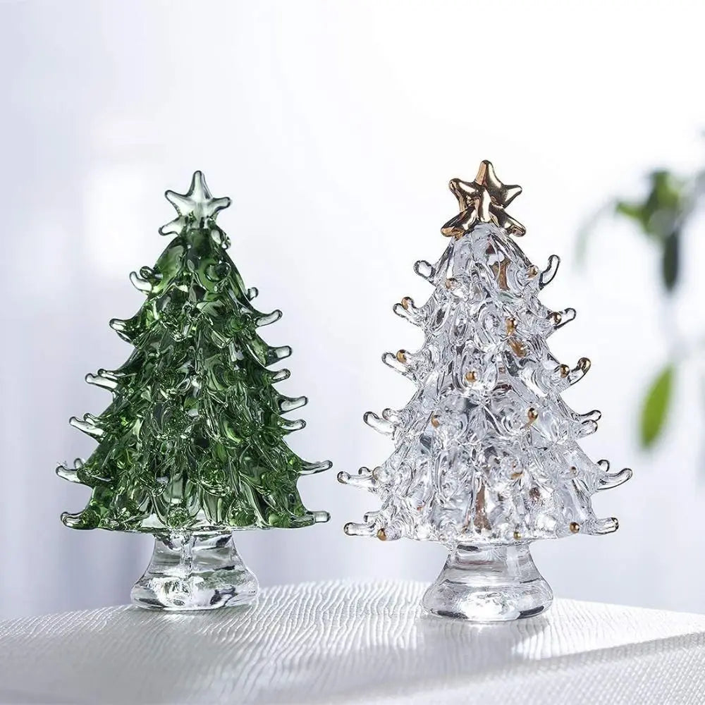 Beautiful 3D Crystal Tree Figurine Cute Handmade Christmas Tree Miniature Exquisite Tree Statue Garden