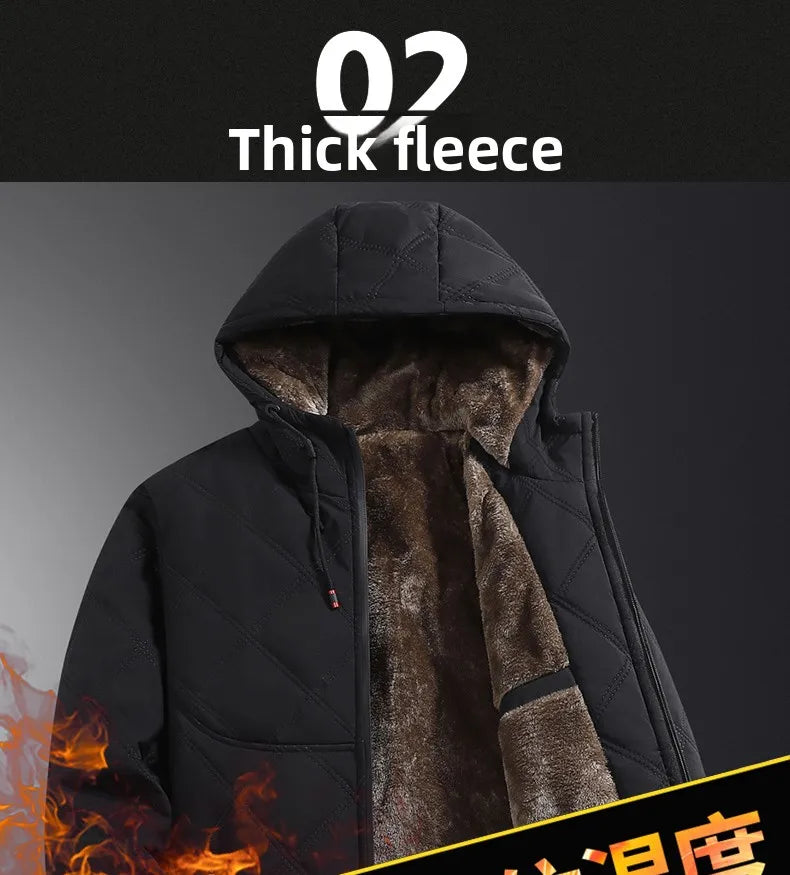 Men's hooded warm short jacket winter zipper pocket jacket outdoor sports and leisure work clothes windproof cotton jacket