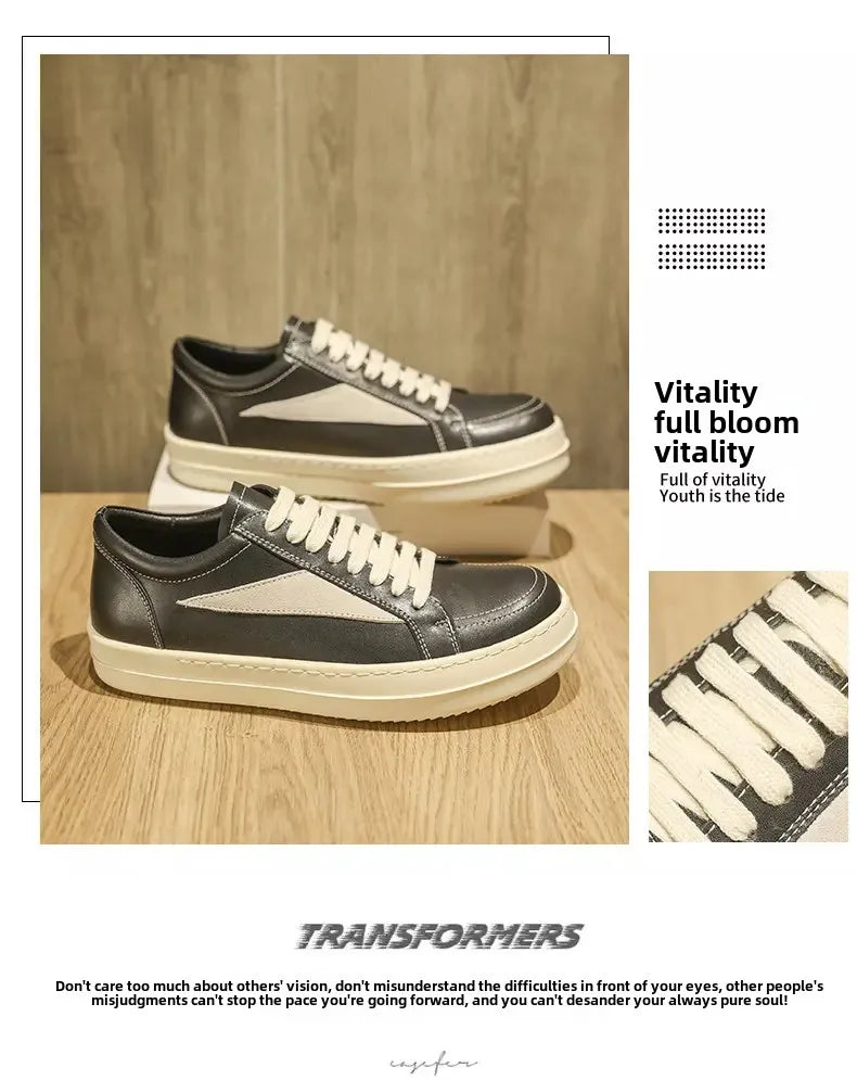 Shoes Leather Platform Sports Casual Shoes Black and White Retro Chalkboard Shoes Men's Boots Outdoor 2025 New Men's Shoes