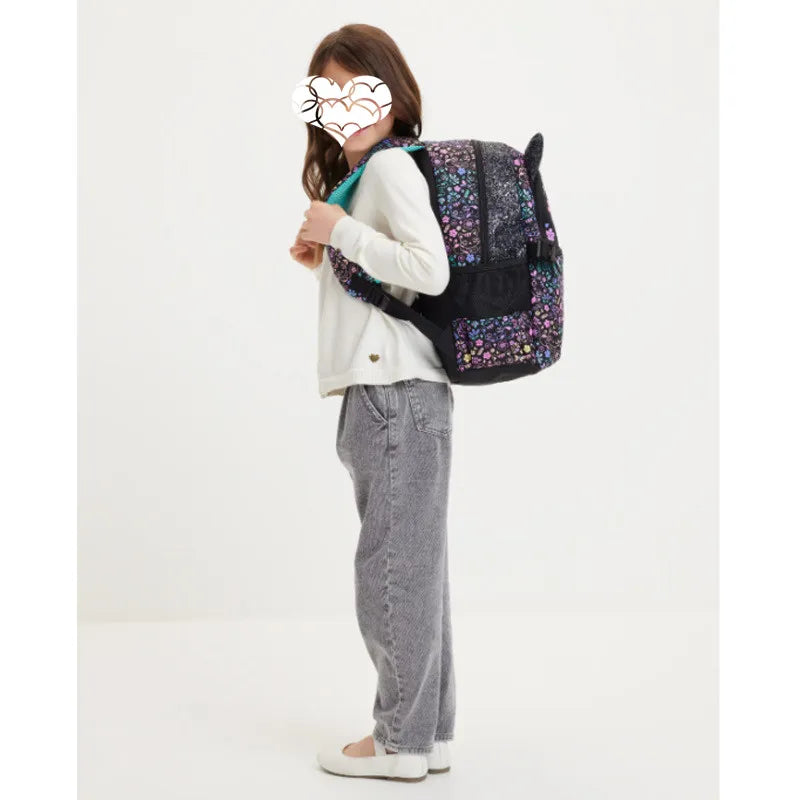 New Children'S Hot-Selling Schoolbag Female Cute High-Quality Black Cat Flower Pencil Case Lunch Bag Trolley Bag Back To School