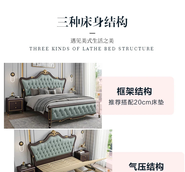 Space Saving Marriage Bed European Luxury Queen Size Double Bed Storage Multifunctional Cama De Casal Luxuosa Home Furniture