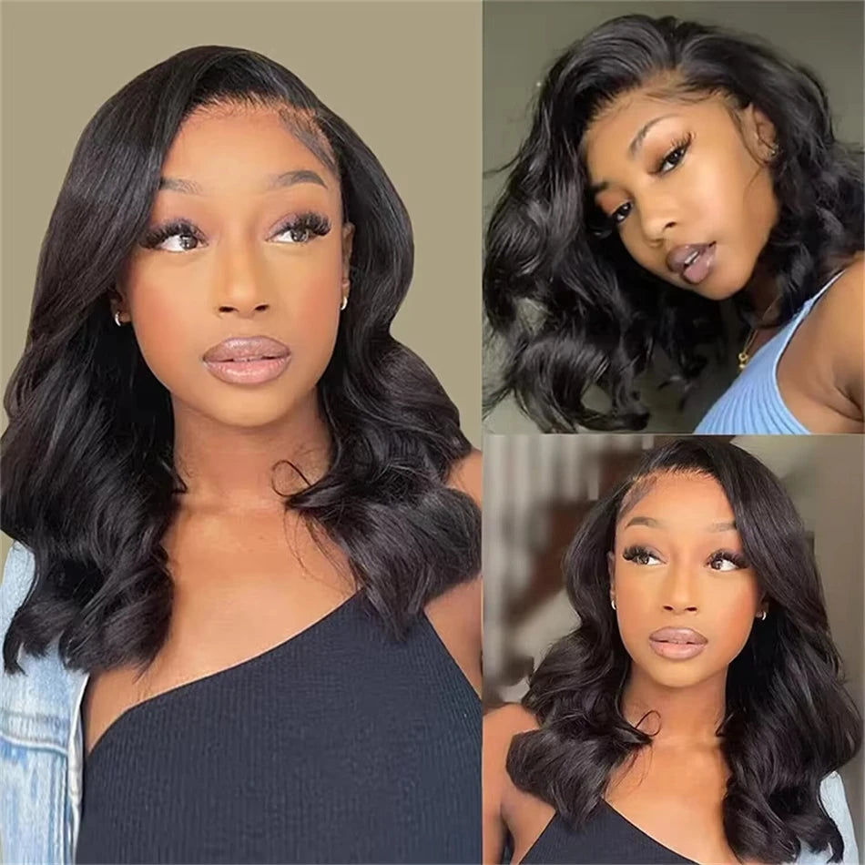 Lafino 10 Inch Short Human Hair Wigs Bob Wig 13x6 Lace Hd Body Wave Wig 13x4 Hd Lace Frontal Wigs Loose Body Wave Black Wig
