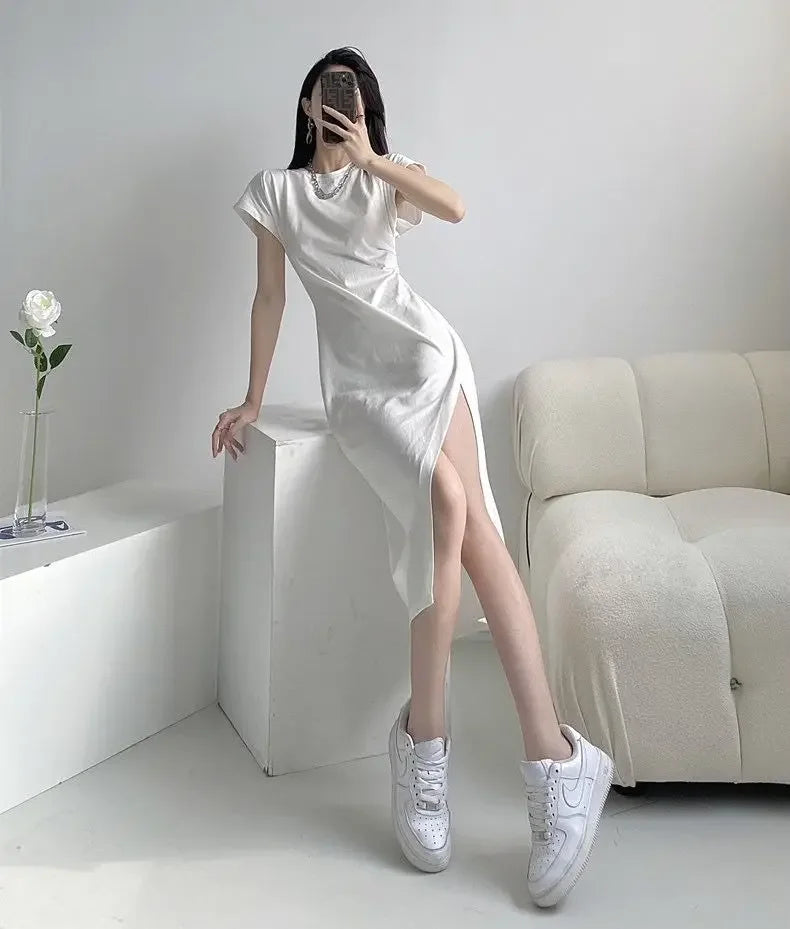 White Dresses for Women 2024 Woman Dress Clothes Midi X New in Chic and Elegant Pretty Cheap Casual Y2k Outfits Harajuku Cotton