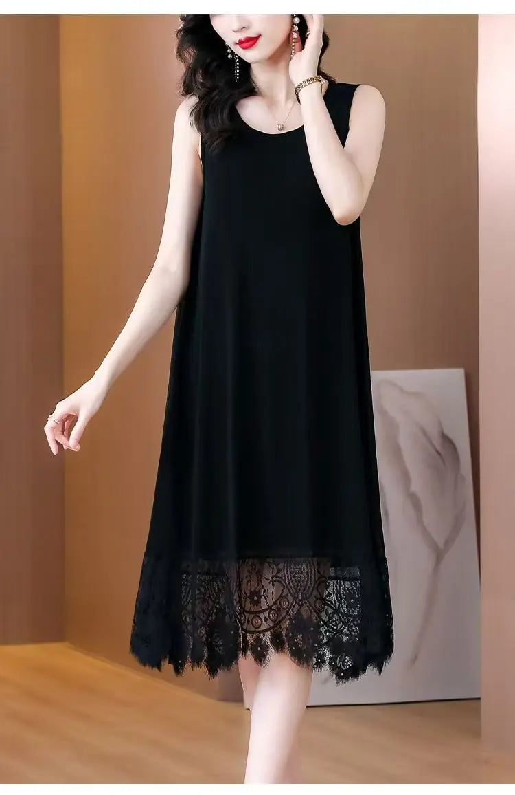 Women's Sleeveless Lace-Hemmed Dresses Multi-Color Summer Elegance for Day-to-Night 2025 Summer Plus Size Clothing