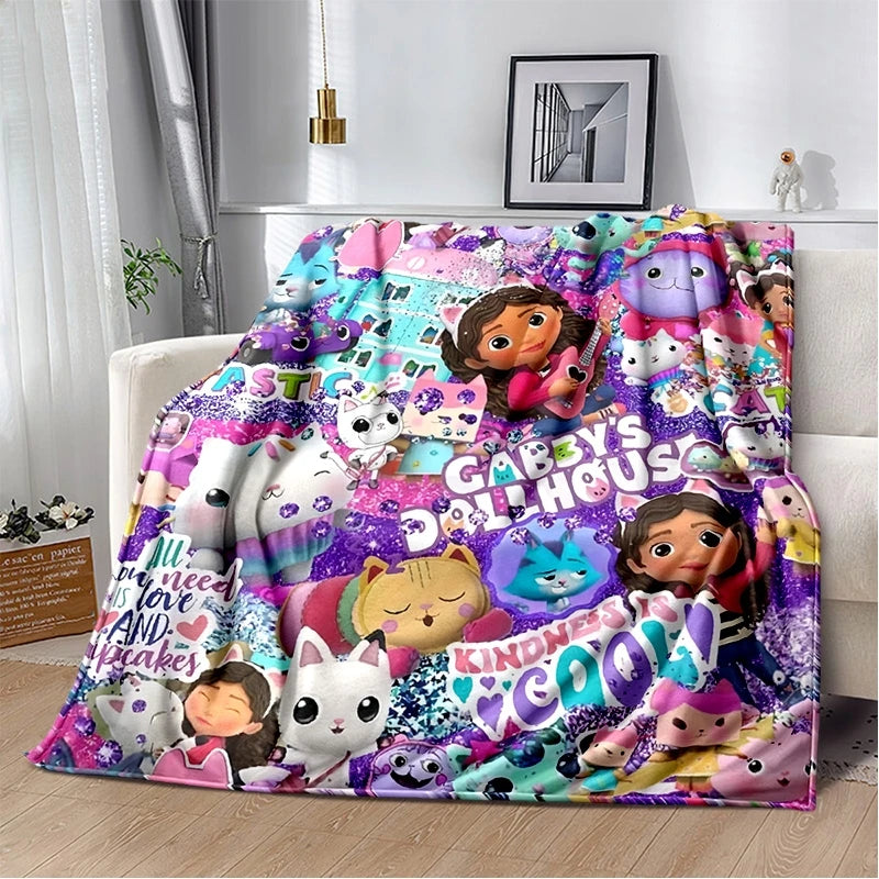 Cartoon Cute Gabbys Dollhouse Girl Soft Blankets,Keep Warm Throw Blanket Comfortable Blanket for Picnic Beds Sofa Home Bedroom