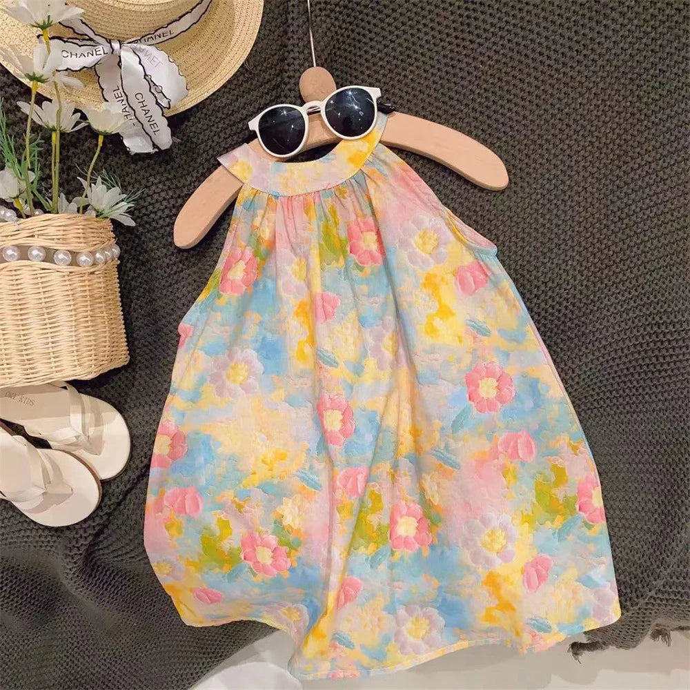 Girls Casual Dresses Back Hollowing Sleeveless Dress Toddler Girl Clothes Summer Dresses Chinese Traditional Dress for Girls