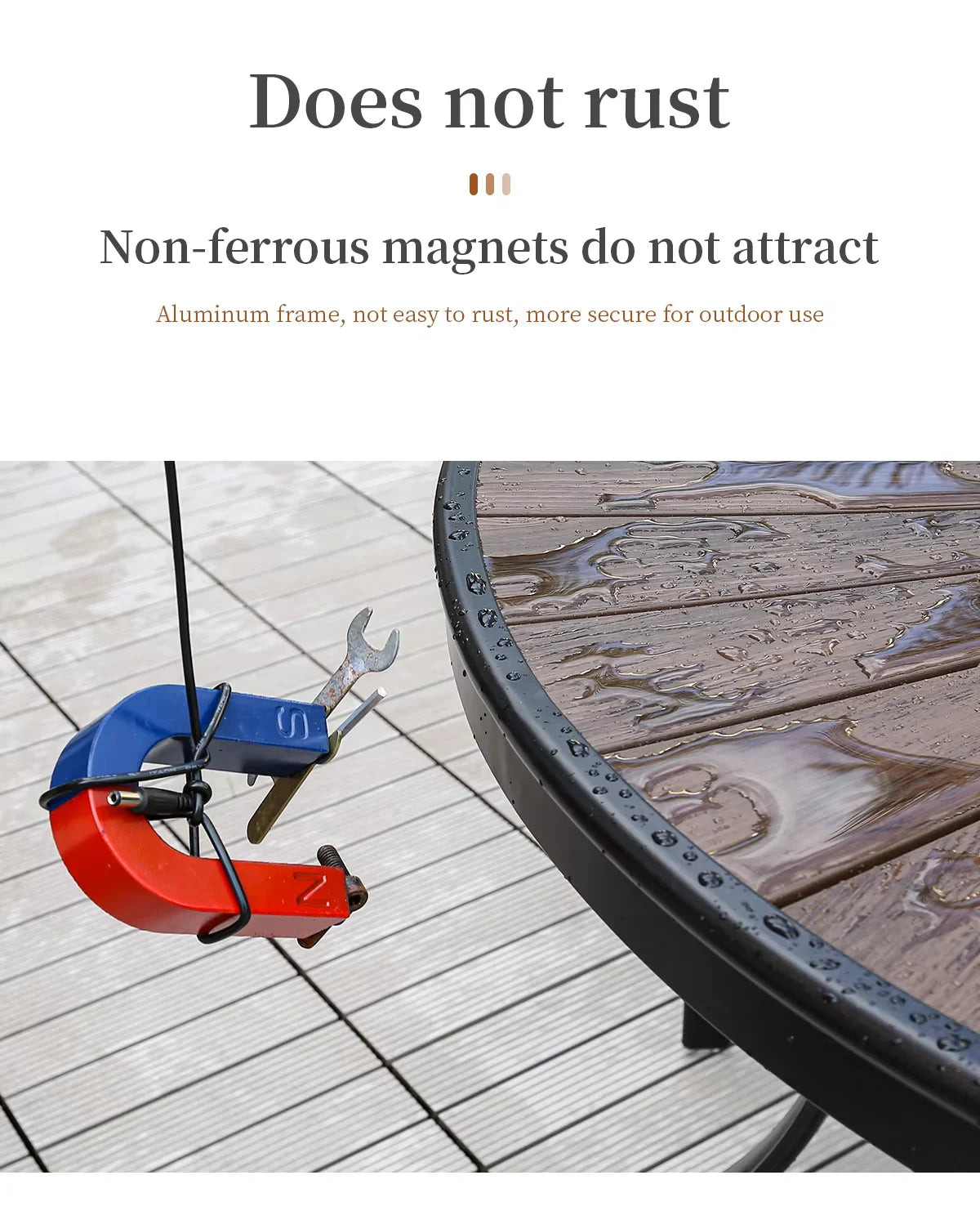 Outdoor Table 120cm Rectangular Tables Metal Backyard Table Garden Hotel Urniture Balcony Terrace Wood-plastic Table