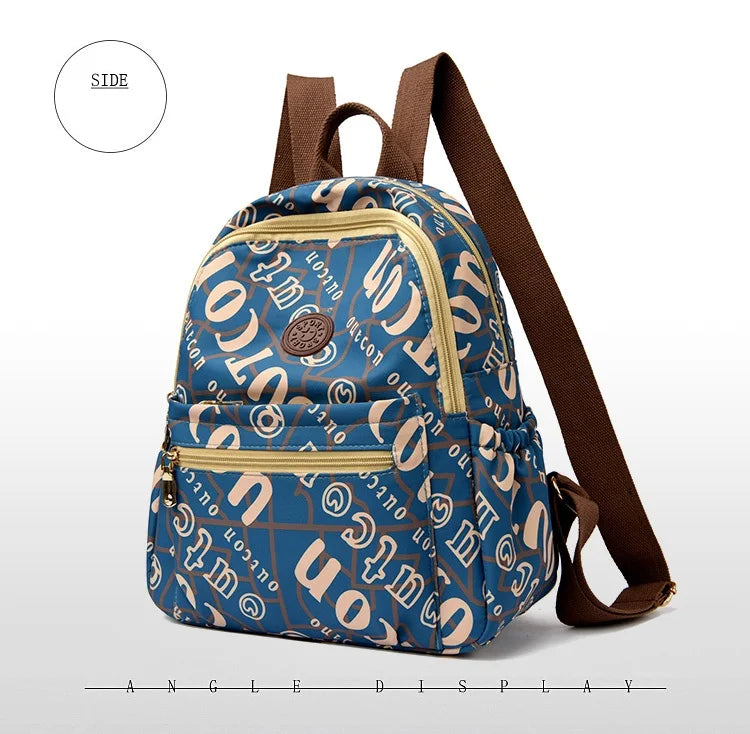 School Bag Women's Oxford Cloth Printed Casual Backpack Fashionable Large Capacity Lightweight Travel Versatile Backpack Backpac