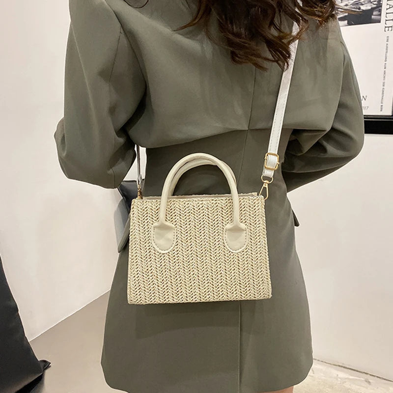 Summer Net Red Grass Woven Bag Crossbody Bag New Fashion Japanese Small Fresh Flower Woven Handbag Shoulder Bag