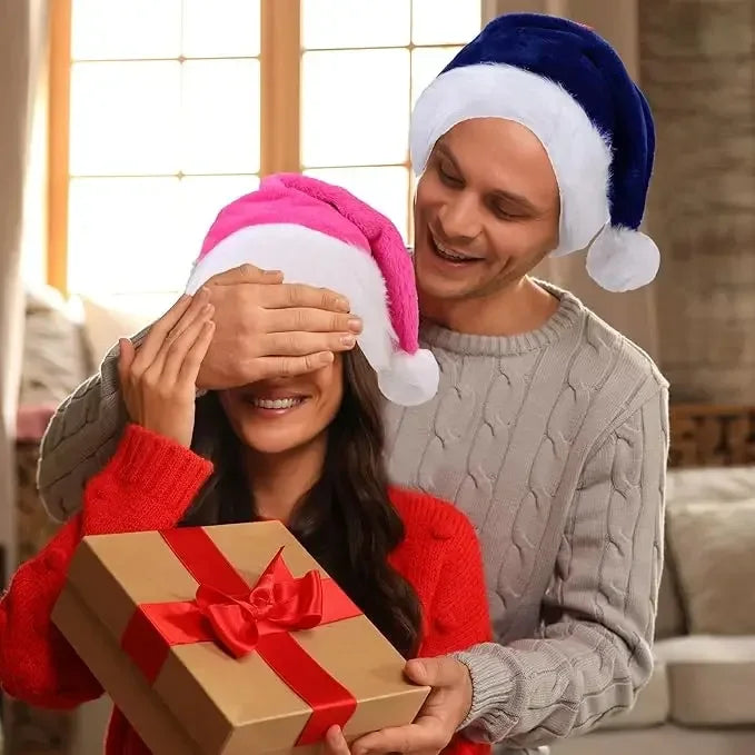 Chrismas Hat Adults Santa Hat for Men and Women Pink Green Blue Red Purple Black White