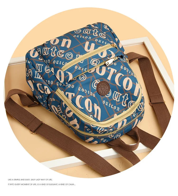 School Bag Women's Oxford Cloth Printed Casual Backpack Fashionable Large Capacity Lightweight Travel Versatile Backpack Backpac