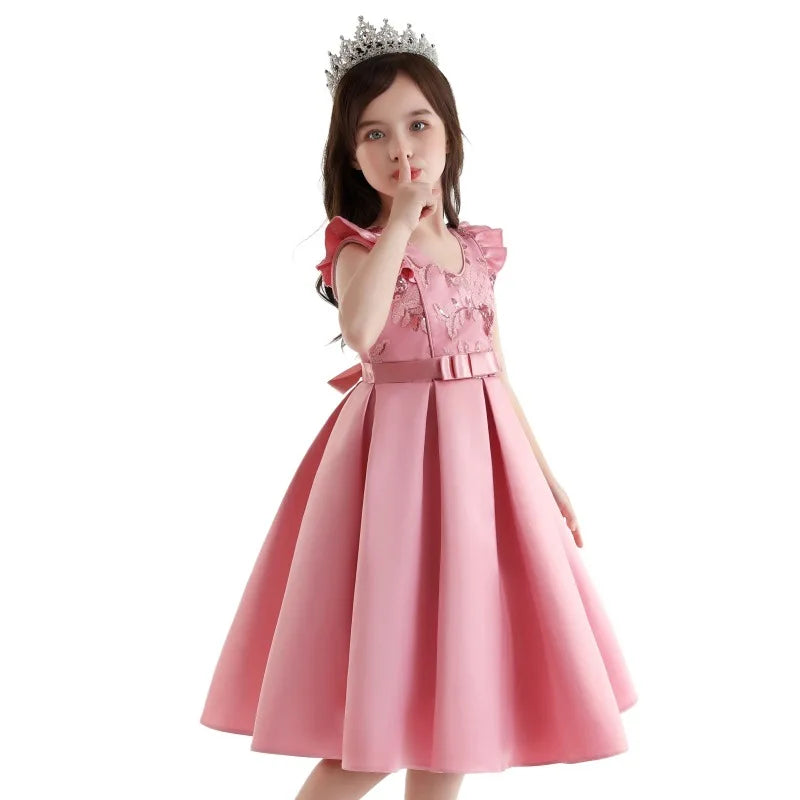 Beautiful Beading Flower Girl Dress for Wedding Party Coral Flower Girl Peach Tutu Dress Girls Birthday Outfit Baby Girl Clothes