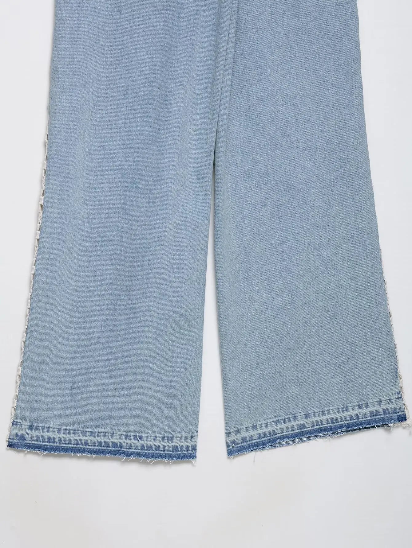 Ladies Jeans 2025 New Women Women Crochet Splicing High Waist Wide Leg Jeans