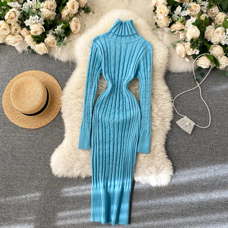 Seoulish Autumn Winter Twist Women's Wrap Knitted Dresses Long Sleeve Sheath Knitwear Office Bodycon Dress Female 2025 New