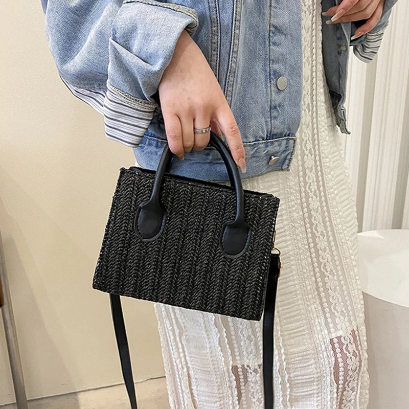 Summer Net Red Grass Woven Bag Crossbody Bag New Fashion Japanese Small Fresh Flower Woven Handbag Shoulder Bag