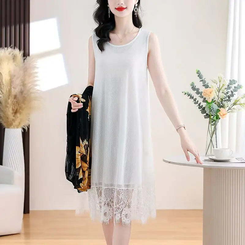 Women's Sleeveless Lace-Hemmed Dresses Multi-Color Summer Elegance for Day-to-Night 2025 Summer Plus Size Clothing