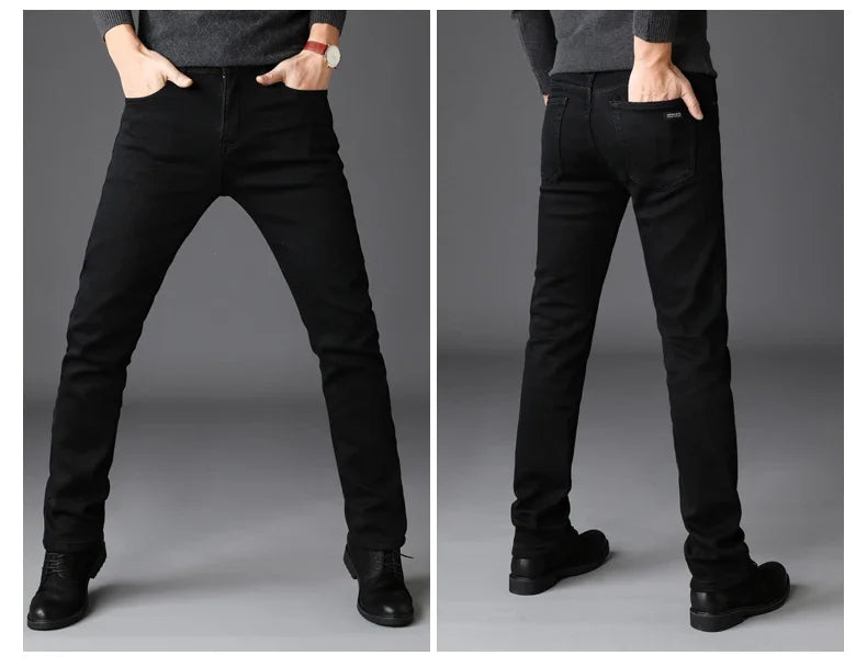 Men Classic Advanced Fashion Brand Jeans Jean Homme Man Soft Stretch Black Biker Masculino Denim Trousers Mens Pants Overalls