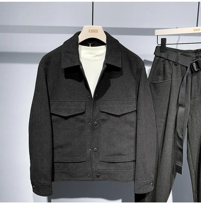 Jacket Men's Lapel Loose and Simple Jacket Trendy Brand Youth Coat Fashionable and Personalized Top Men