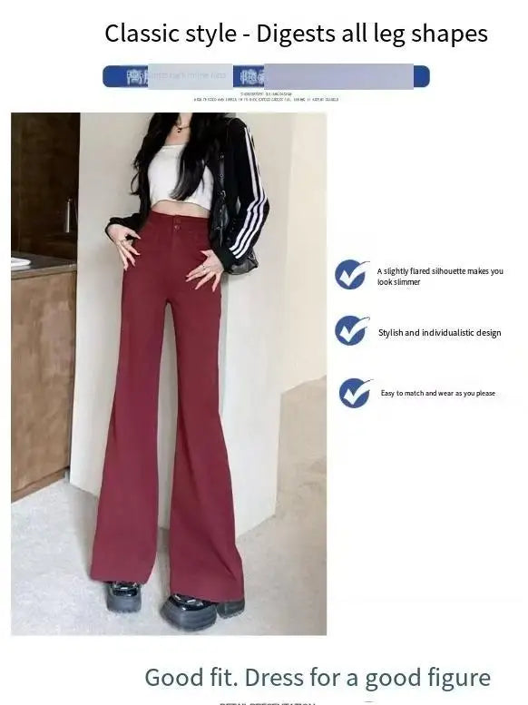 Jeans Women's 2025 New Fashionable Versatile Wide Leg Micro Pull up Pants