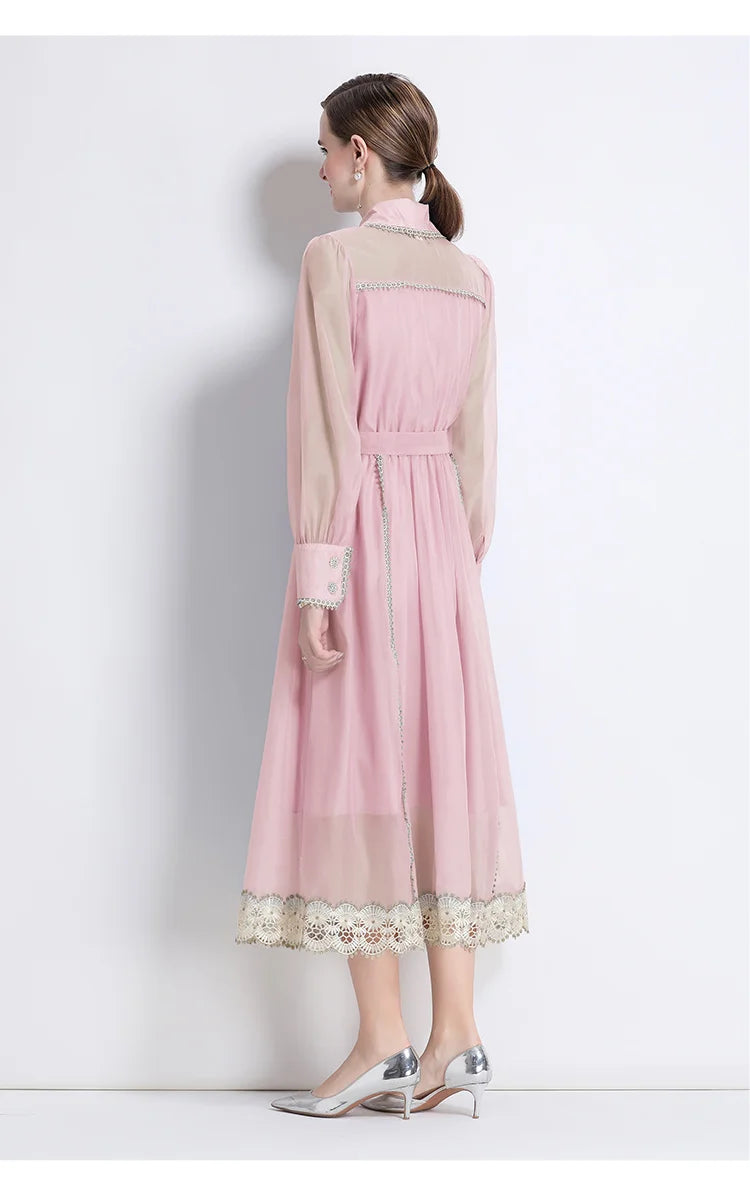 Dresses for Women Fashion Long Sleeve Turn Down Collar Women Dress White Sashes A-LINE Dress Women Vestidos De Verano Mujer Q337