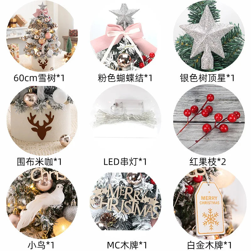 45/60cm DIY Christmas Tree With LED Light Mini Desktop Tree Christmas Decoration New Year Gift Home Christmas Ornaments