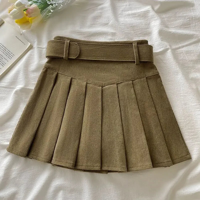 Corduroy High-Waisted Slimming Preppy Style Skirt For Women Spring Autumn/Winter New Arrival A- Line Mini Dress