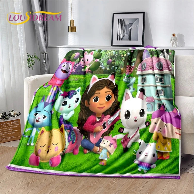 Cartoon Cute Gabbys Dollhouse Girl Soft Blankets,Keep Warm Throw Blanket Comfortable Blanket for Picnic Beds Sofa Home Bedroom