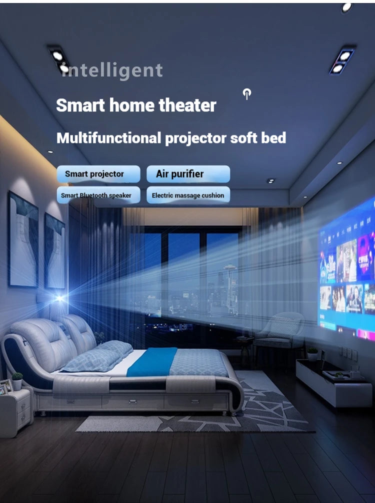 Queen Luxury Modern Double Bed Storage Multifonction Bedroom King Double Bed White Frame Smart Cama Box Casal Room Furniture