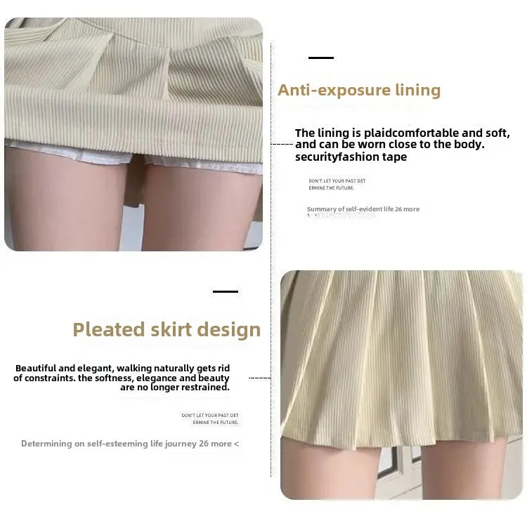 Corduroy High-Waisted Slimming Preppy Style Skirt For Women Spring Autumn/Winter New Arrival A- Line Mini Dress